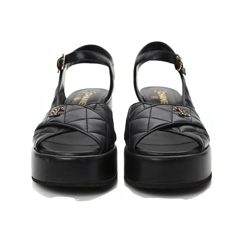 CHANEL One Strap Sandals Women's Black-3