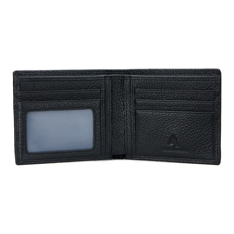 POLOMEISDO Top Grain Cow Leather Cropped Wallet Men's Black/White Stitching-2