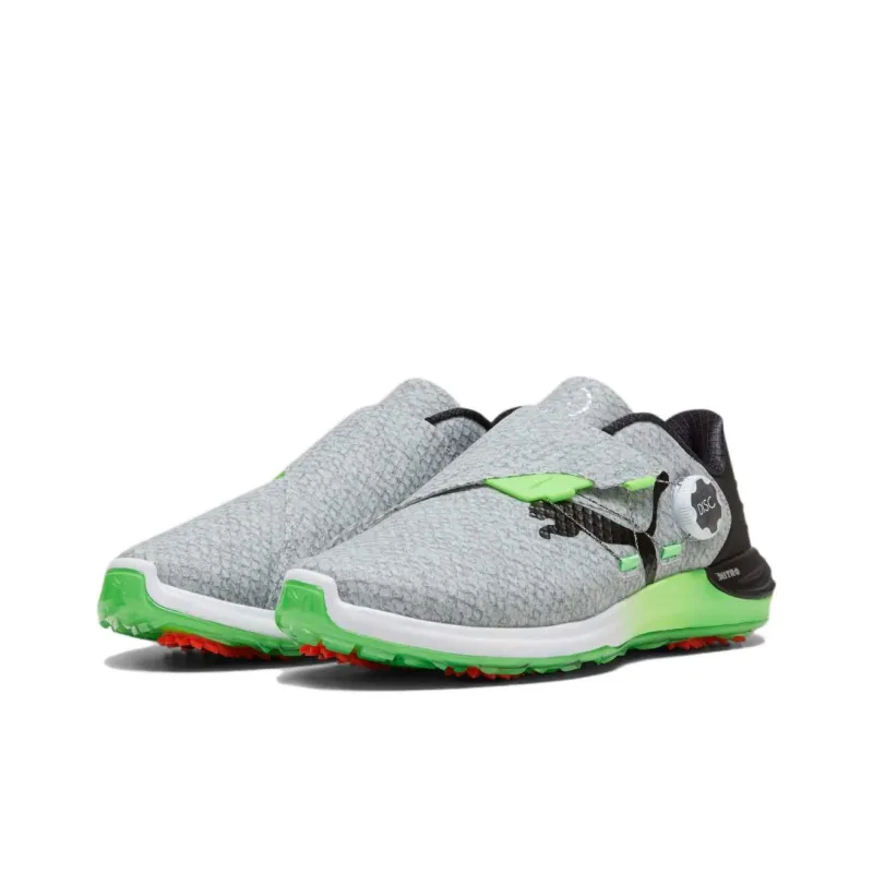 PUMA Anti Slip Wear Resistant Low Top Golf Shoes Men's Gray Black Green-2