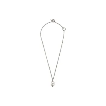 HERMES Mini Maillon Palladium Plated Necklaces Unisex Silver