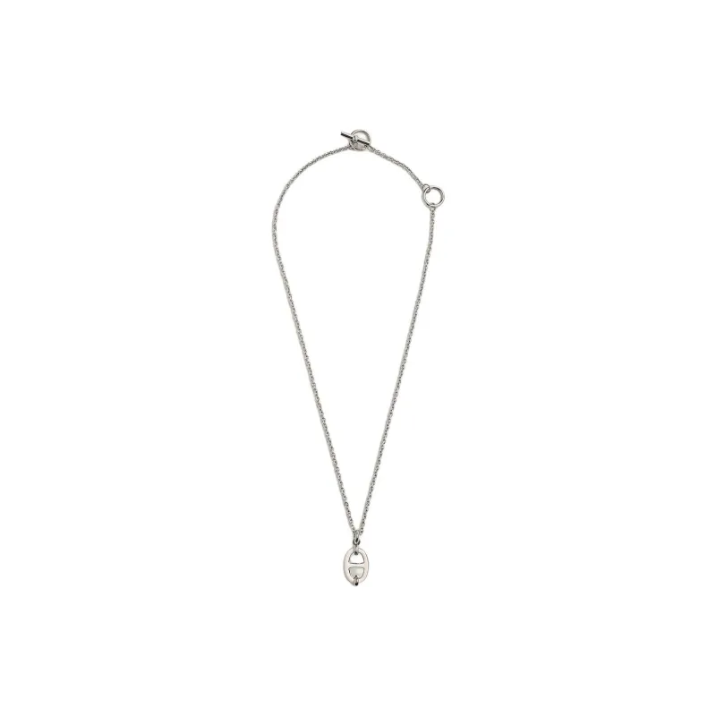 HERMES Mini Maillon Palladium Plated Necklaces Unisex Silver-0
