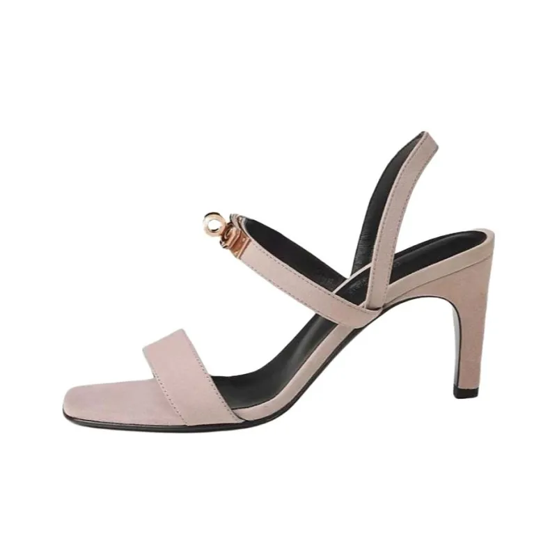 HERMES Glamour One Strap Sandals 7.5cm Women's Pink-0