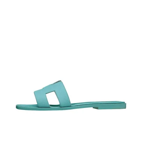 HERMES Oran Slide Slippers Women's Sea Blue