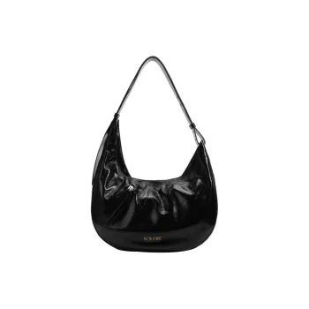 BOB ORE BLUE COLLECTION Top Grain Cow Leather Handbag Shoulder Bag Medium Size Women's Bright Black