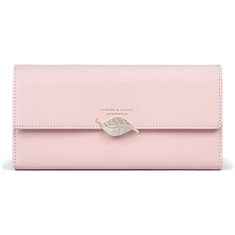 VINEY Cow Leather Wallet Handheld Coin Purse Regular Women's Pink/Light Blue-2