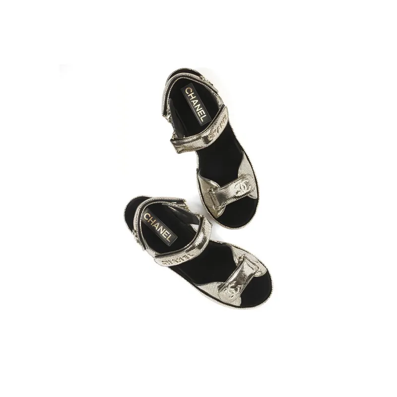 CHANEL Strap Sandals Women's Gold-2