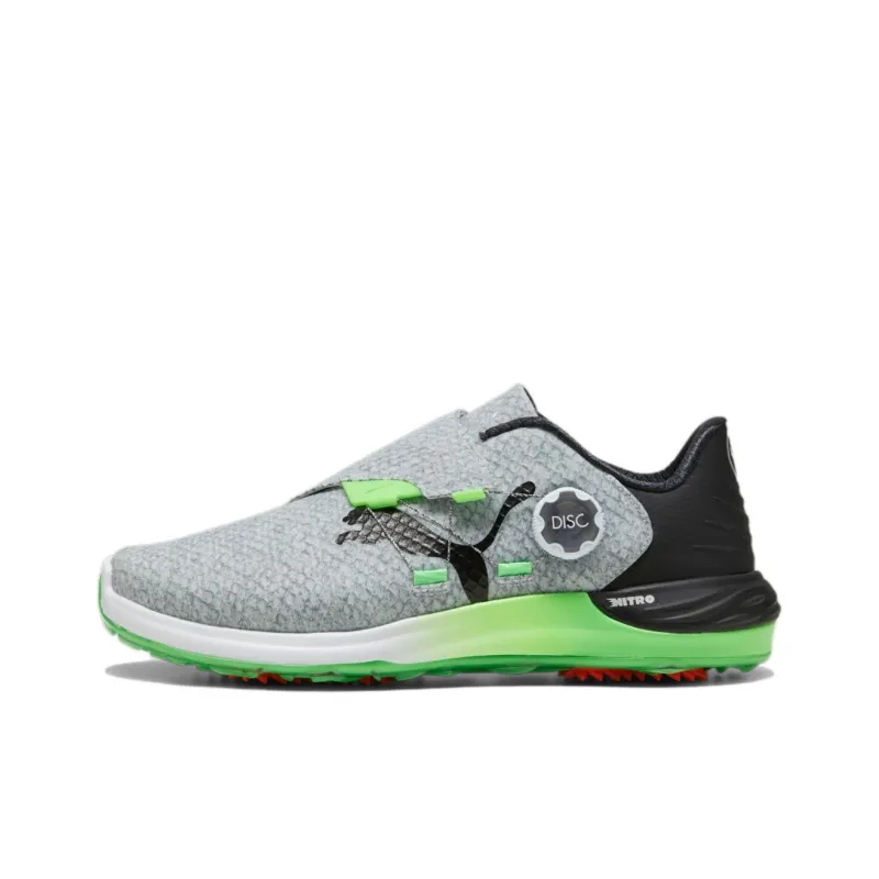 PUMA Anti Slip Wear Resistant Low Top Golf Shoes Men's Gray Black Green-0