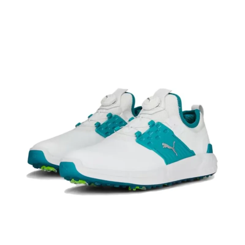 PUMA Ignite Articulate Slip Resistant, Waterproof, Lightweight Low Top Golf Shoes Men's White Green-1