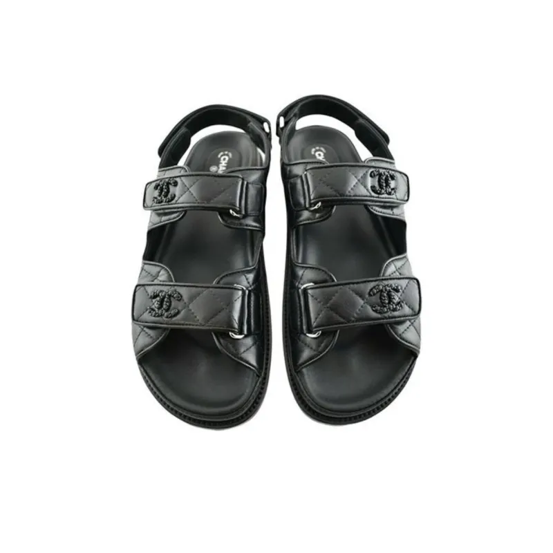 CHANEL One Strap Sandals Women's Black-4