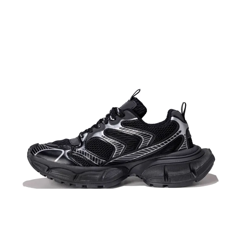 Hong Kong Meng Anti Slip Wear Resistant Breathable Lightweight Height Increasing Low Top Chunky Sneakers Unisex Black-0