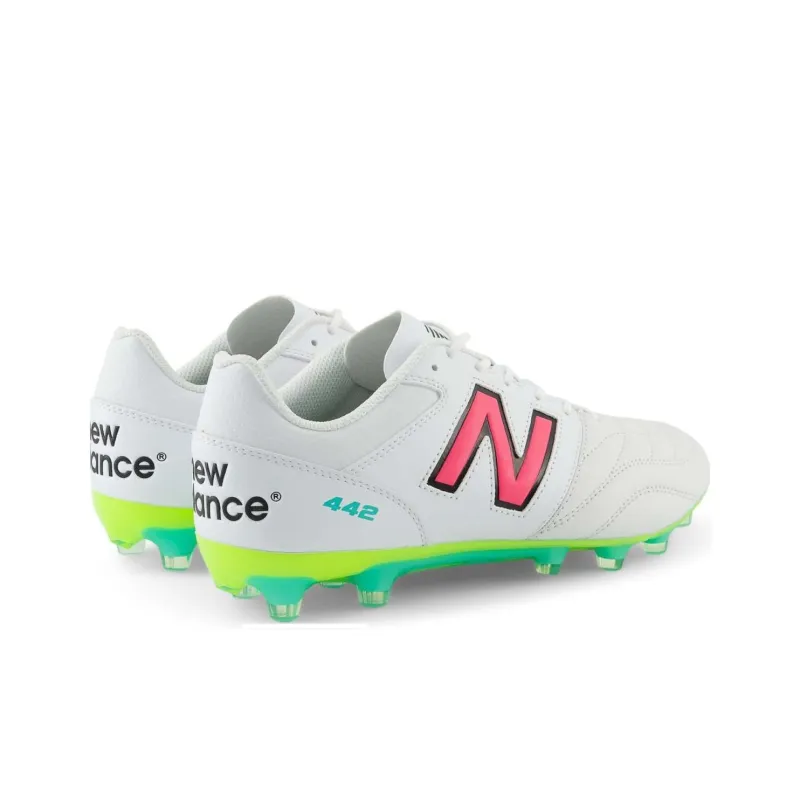 New Balance 442 V2 HG Rubber Short Studs Anti Slip Wear Resistant Soccer Shoes Unisex White Green-3