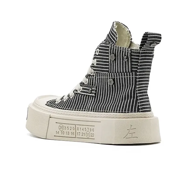 Little Sue Classic Trendy Versatile Open-Toe Square Toe Canvas Shoes Wear-Resistant High-Top Casual Shoes Women's-7