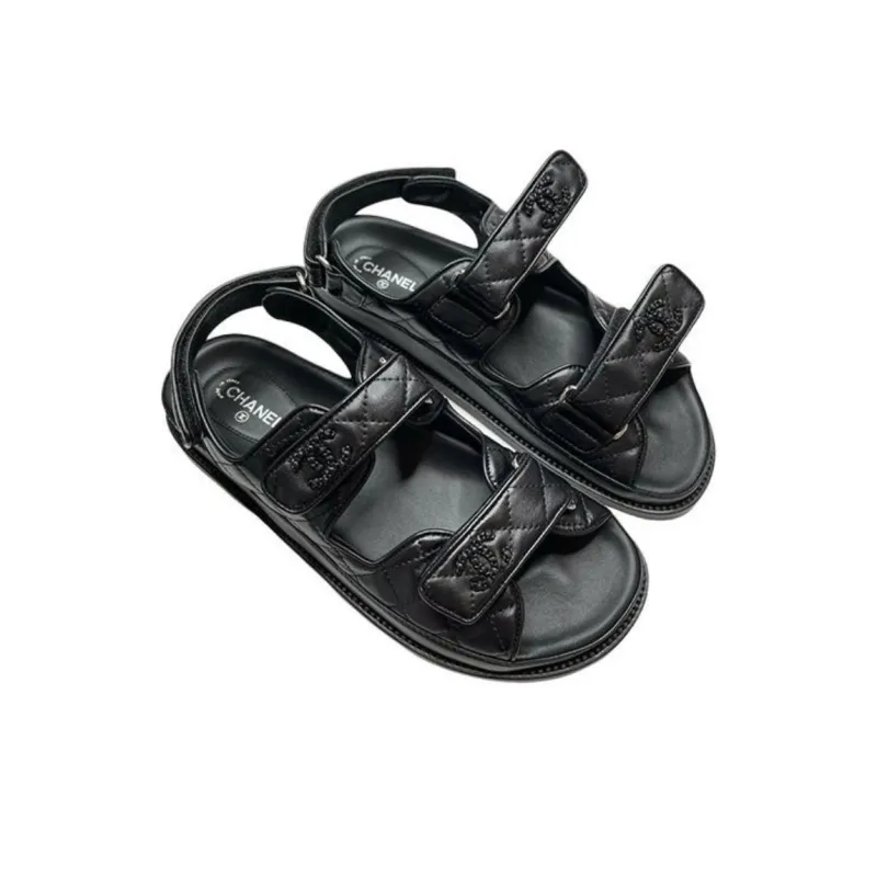 CHANEL One Strap Sandals Women's Black-3