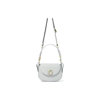 BOB ORE BLUE COLLECTION Cow Leather Saddle Bag Handbag Shoulder Bag Crossbody Bag Medium Size Women's Glacier Gray Blue