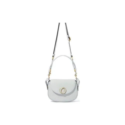 BOB ORE BLUE COLLECTION Cow Leather Saddle Bag Handbag Shoulder Bag Crossbody Bag Medium Size Women's Glacier Gray Blue