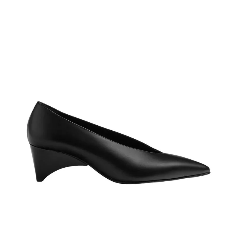 HERMES Mid-Low Heel Shoes Women's Black-1