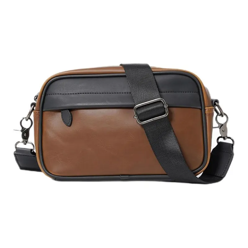 Carksky PU Crossbody Bag Small Square Bag Mini Backpack Regular Men's Square/Fengma Coffee-3