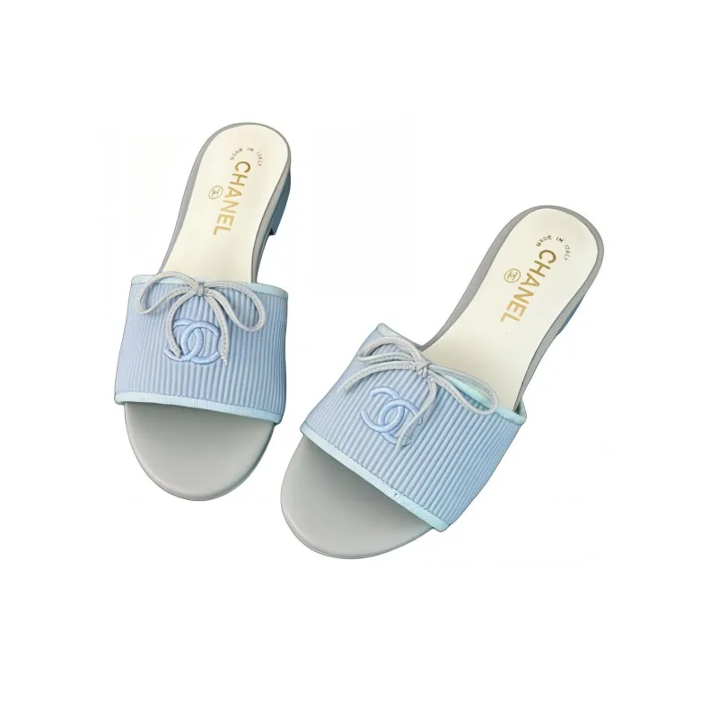 CHANEL Slip-Resistant Slide Slippers Women's Blue-2