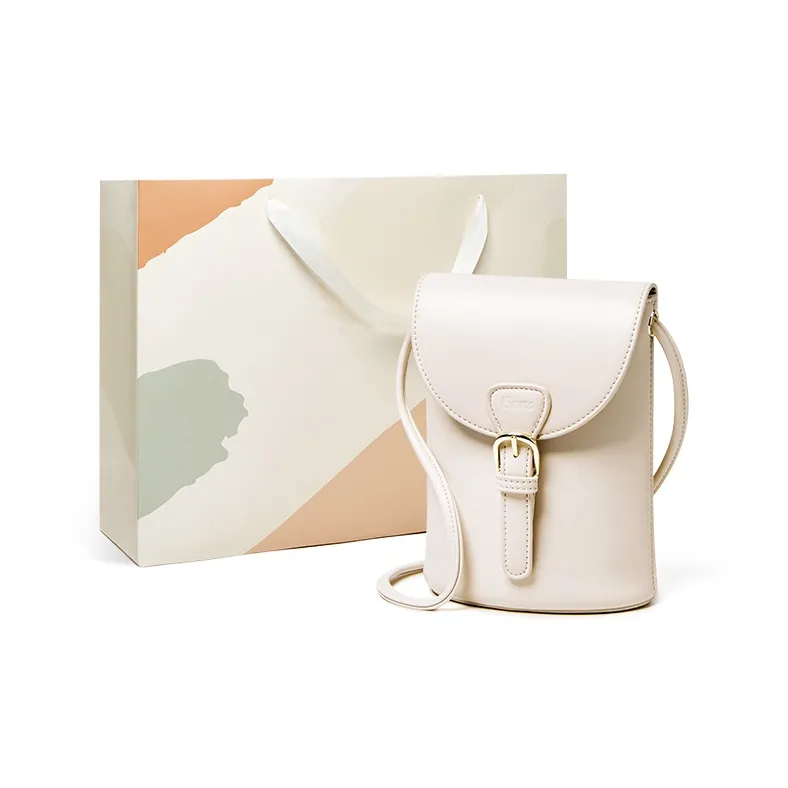 15 MINS Synthetic Leather Cell Phone Pouch Crossbody Bags Regular Women's Caramel Brown/Ecru-3