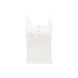 [Hip-Length-Belly-Covering Slimming]Buttons Tank Top-White