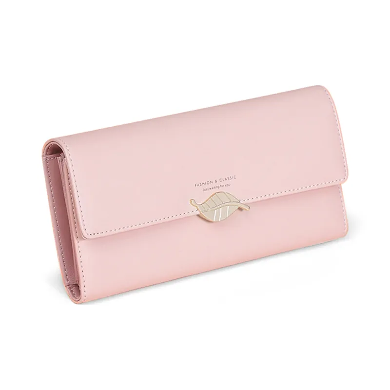 VINEY Cow Leather Wallet Handheld Coin Purse Regular Women's Pink/Light Blue-3