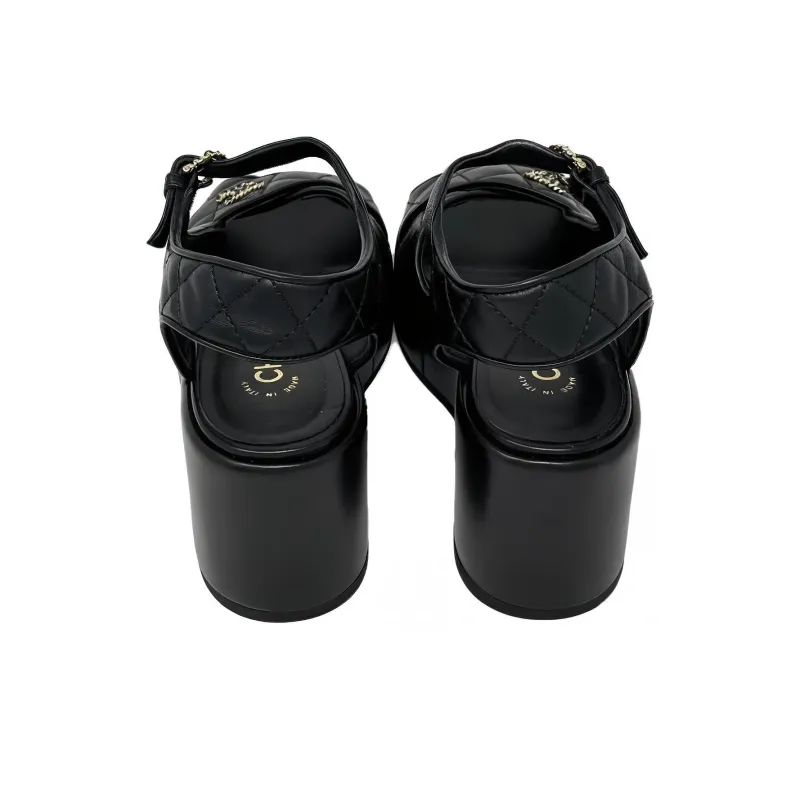 CHANEL One Strap Sandals Women's Black-4