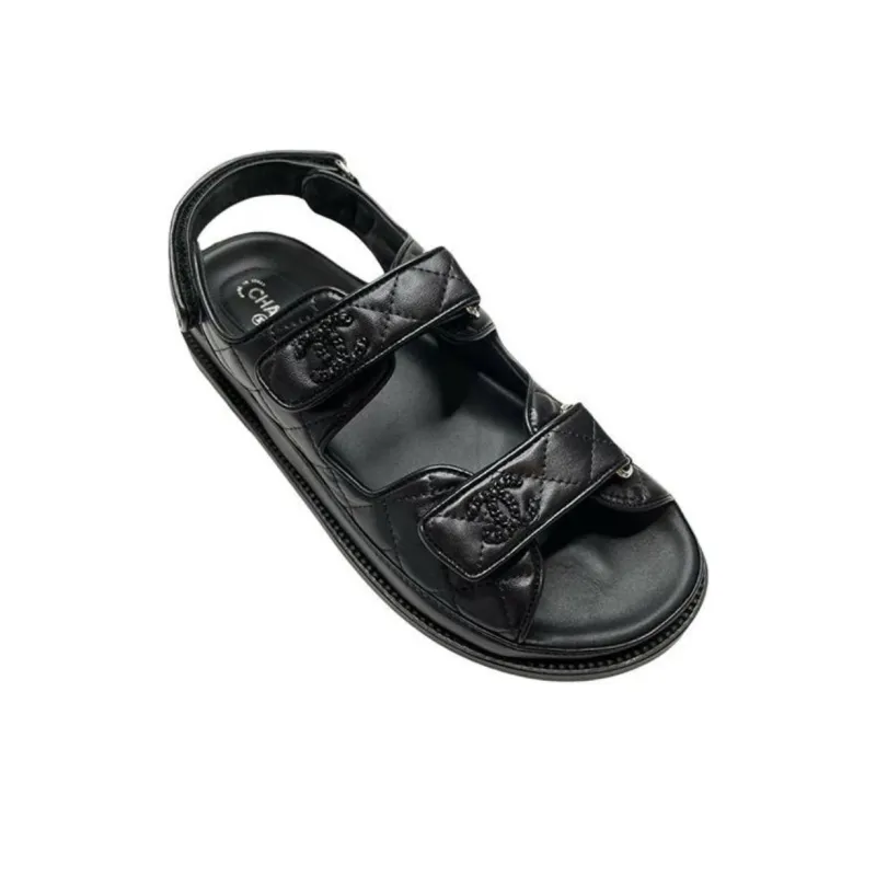 CHANEL One Strap Sandals Women's Black-2