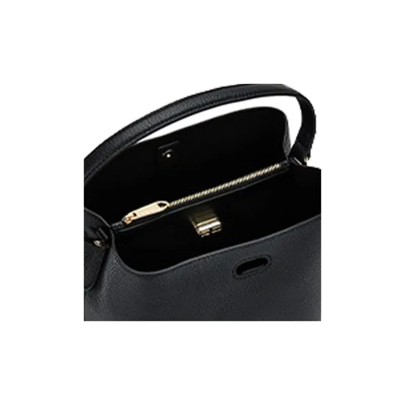 Furla Cow Leather Bucket Bags Crossbody Bag Shoulder Bag Women's Black-5