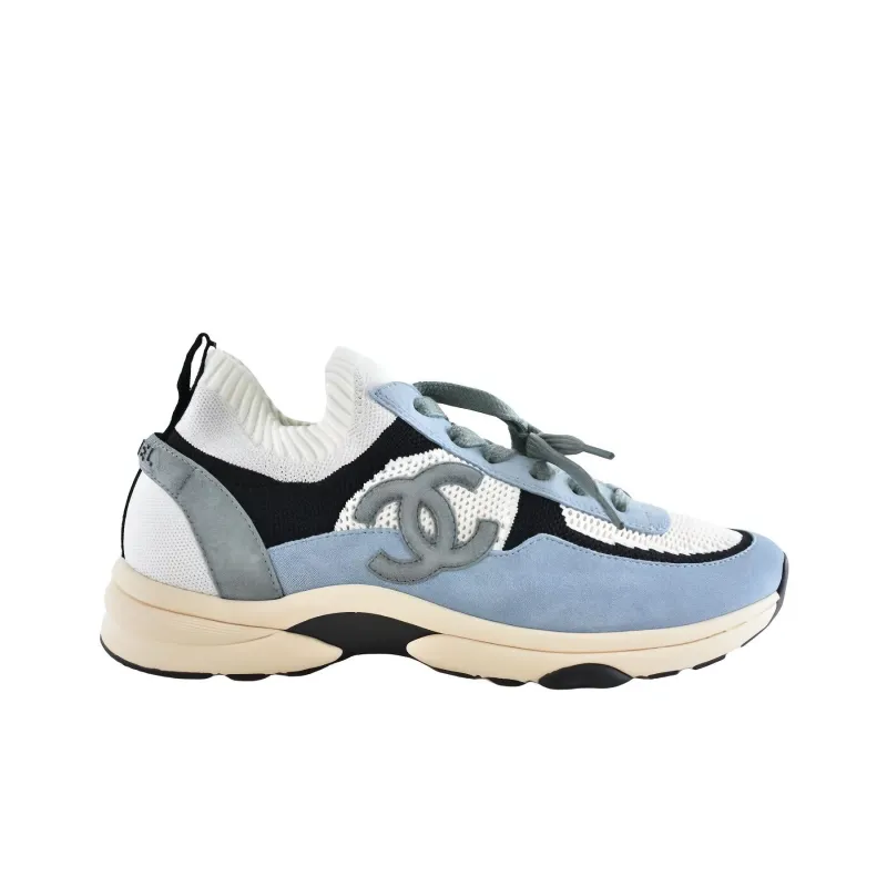CHANEL Low Top Casual Shoes Women's White Blue-1
