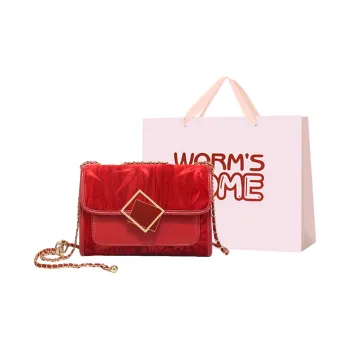 Worm's Home Velour Shoulder Bag Women's Red