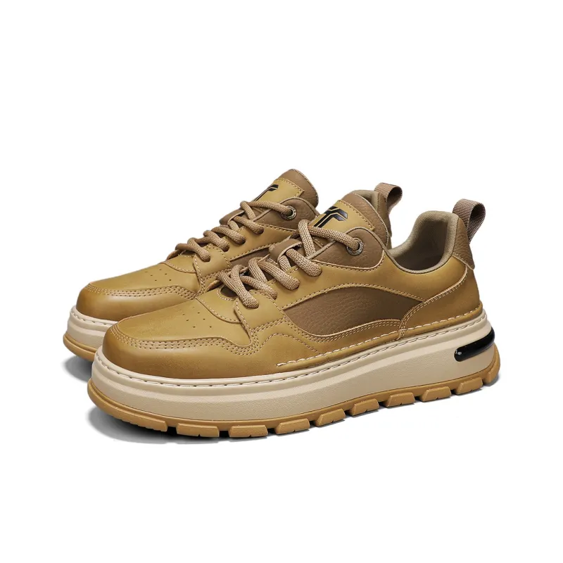 BAIXIAOT Retro Trend Slip Resistant Cushioning Wear Resistant Lightweight Low Top Skateboard Shoes Men's Yellow-2
