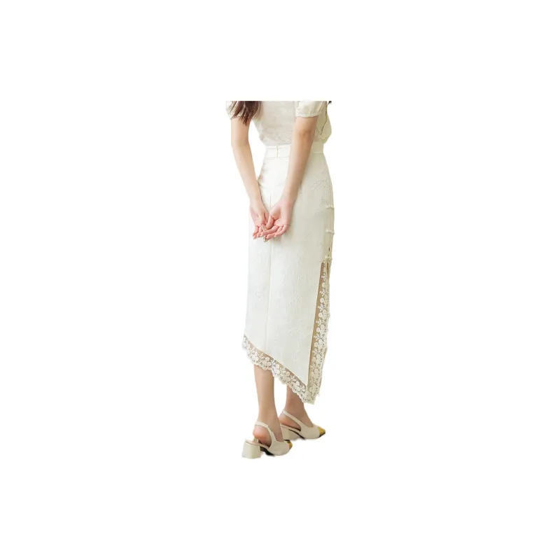 CLUB NEWS Casual Long Skirt Women's Ecru-1