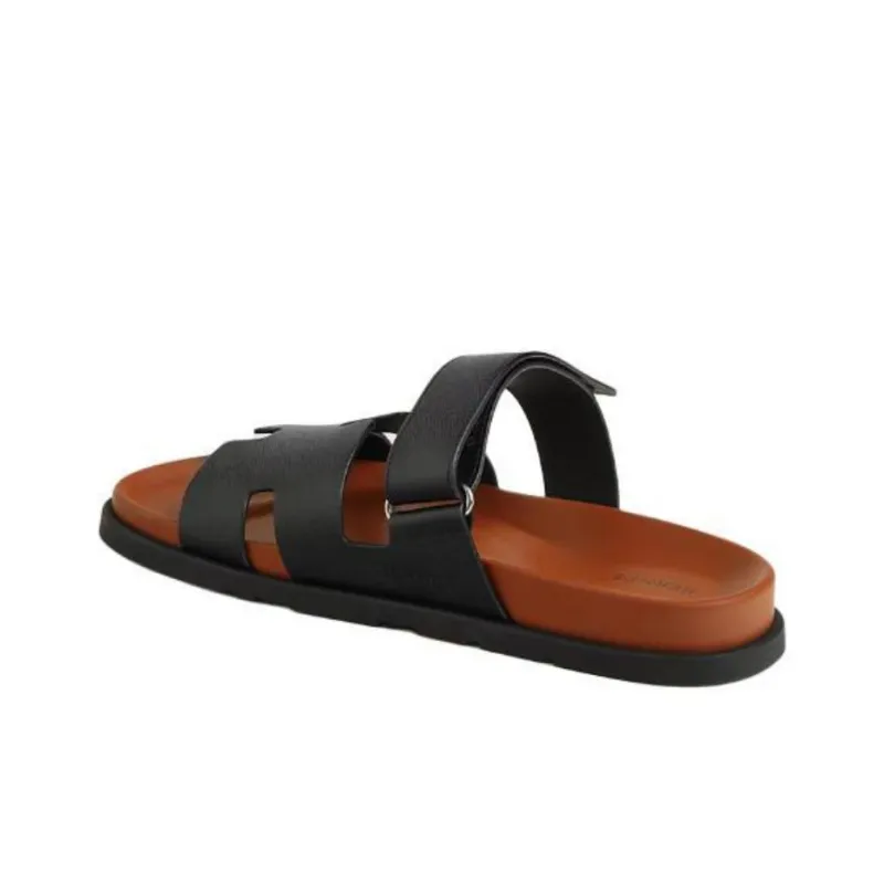 HERMES Chypre Slide Slippers Men's Black-2