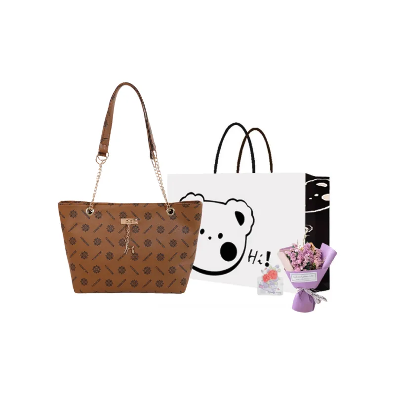 NX DOUGHNUT PU Shoulder Bag Regular Women's White/Dark Brown/Yellow Brown-23