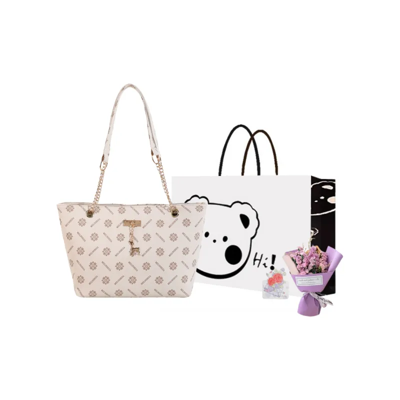 NX DOUGHNUT PU Shoulder Bag Regular Women's White/Dark Brown/Yellow Brown-14