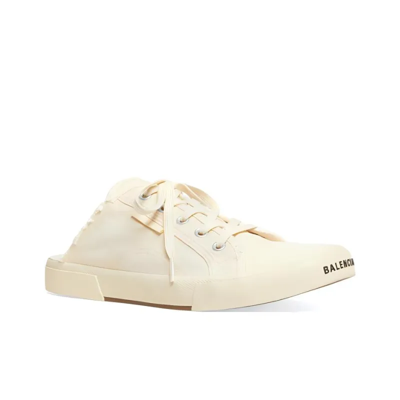 Balenciaga Paris Mules 'White Destroyed Cotton And White Rubber'-1