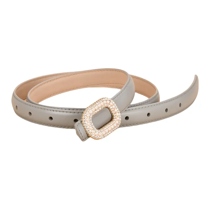 Emperor Penguin Inlay Pearl Rhinestone Round Buckle Decoration With Smooth Buckle Belt Leather Belts Women's 1.8cm-5