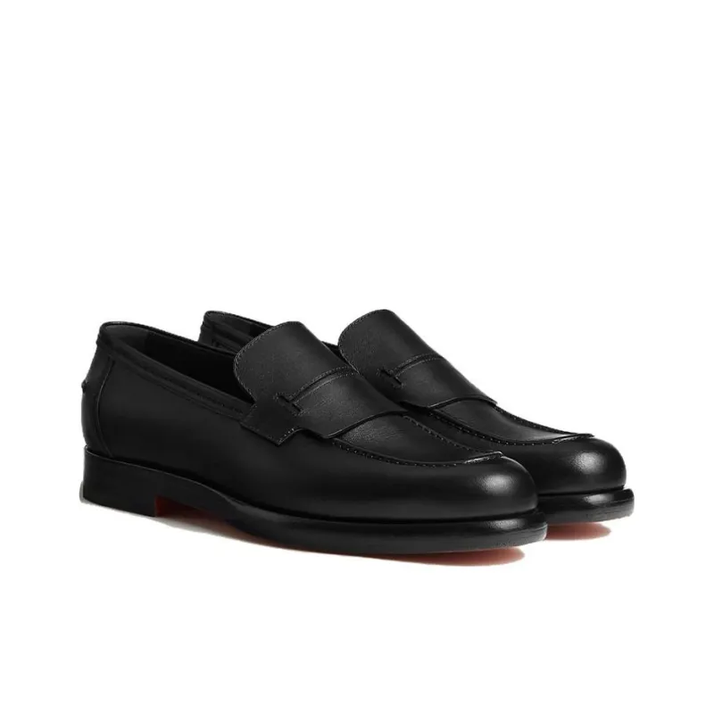 HERMES Hector Loafers Men's Black-2
