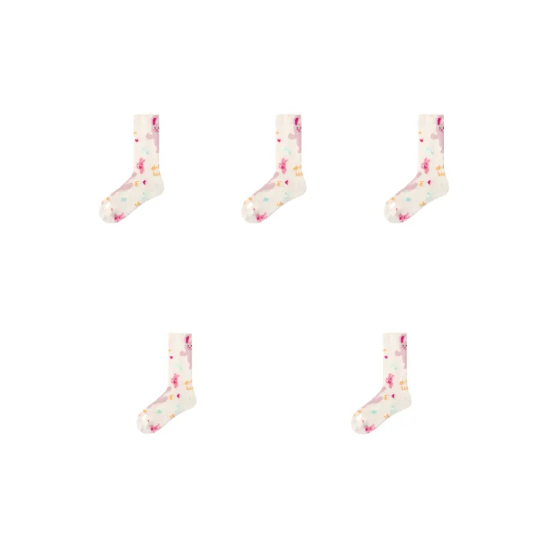 Vine Color Mid Calf Socks Women's 5 Pack-4