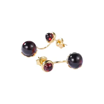 S&A Blood Amber Stud Earrings Women's