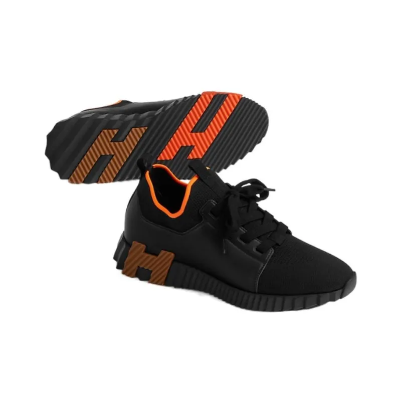HERMES Depart Low Top Casual Shoes Men's Black Brown-4