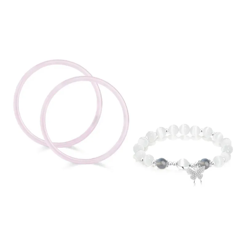 GIFU Colored Glaze Butterfly Bangle Set Women's-4