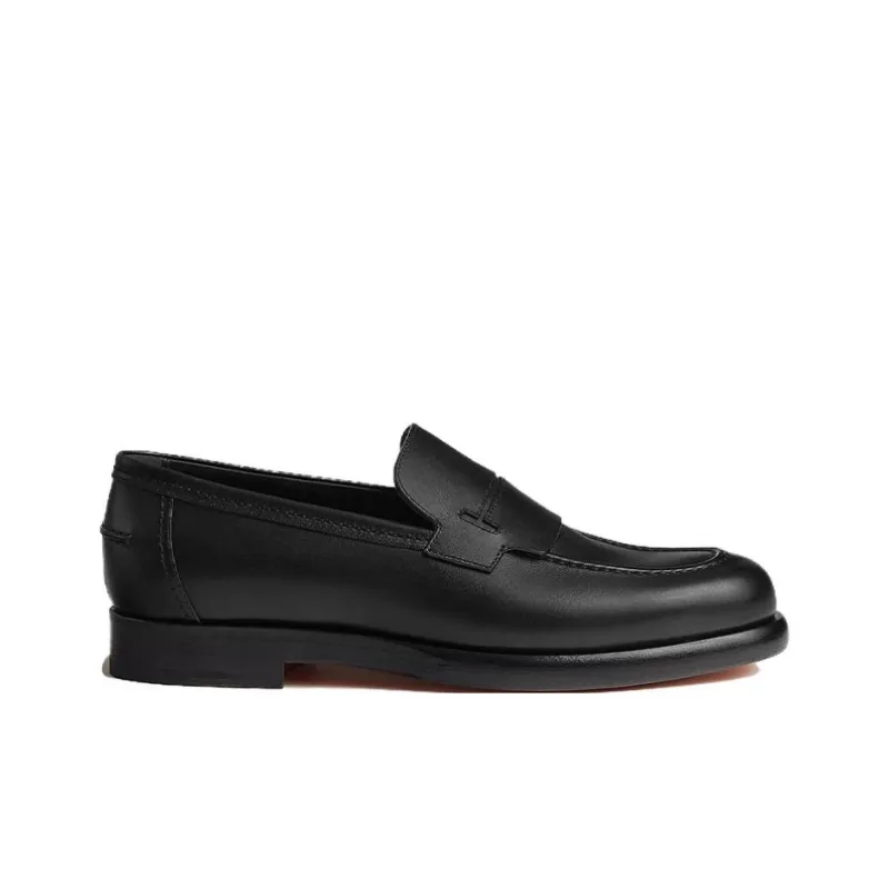 HERMES Hector Loafers Men's Black-1