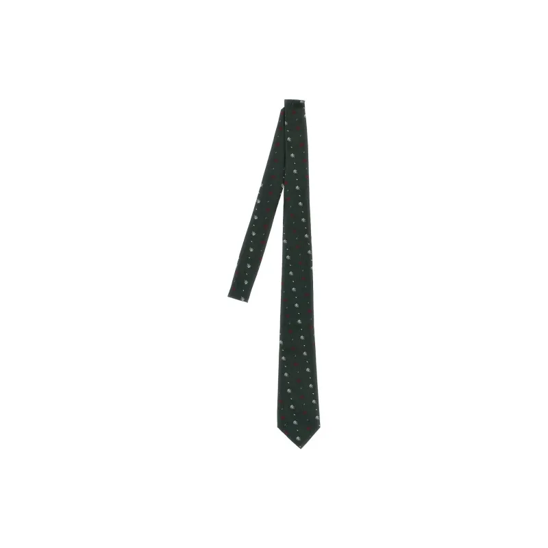 ETRO Logo Embroidered Pointed Tip Tie-0