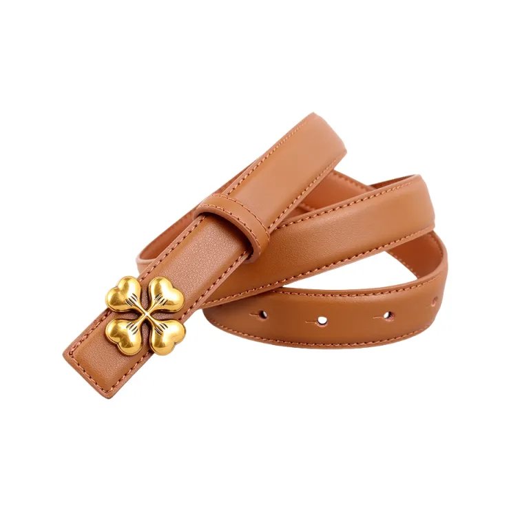 Emperor Penguin Genuine Leather Belt With Floral Design Dressy Decoration For Dress Pants Leather Belts Women's 2.5cm-4