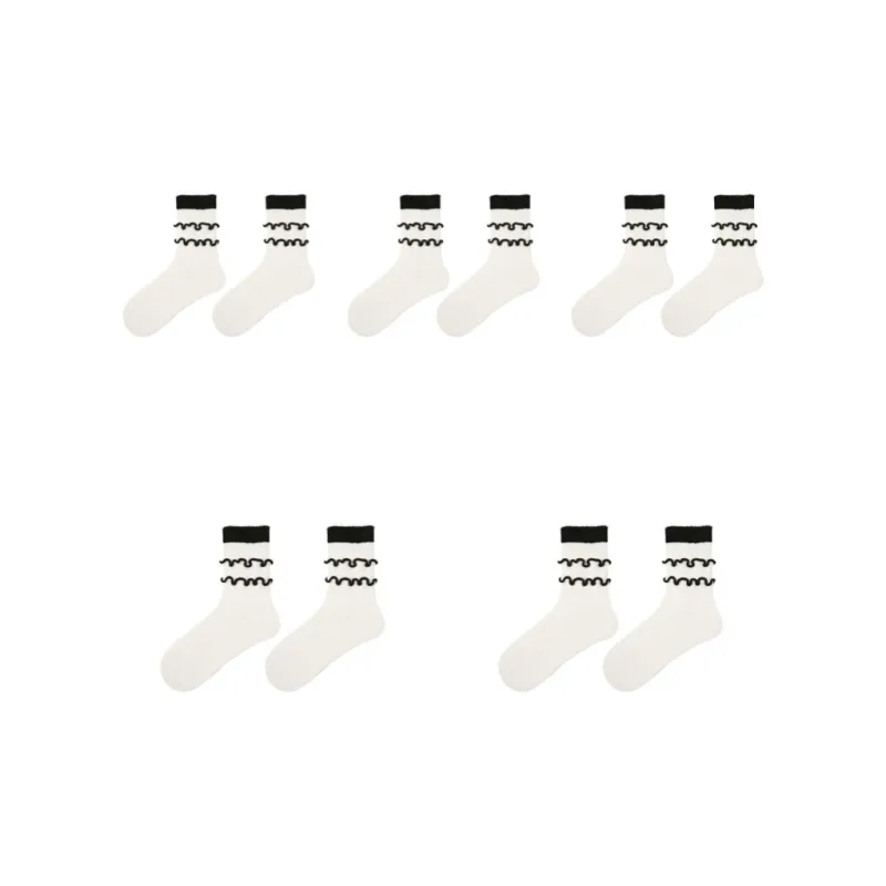 Vine Color Mid Calf Socks Women's 5 Pack-14
