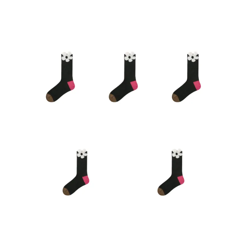 Vine Color Mid Calf Socks Women's 5 Pack-16