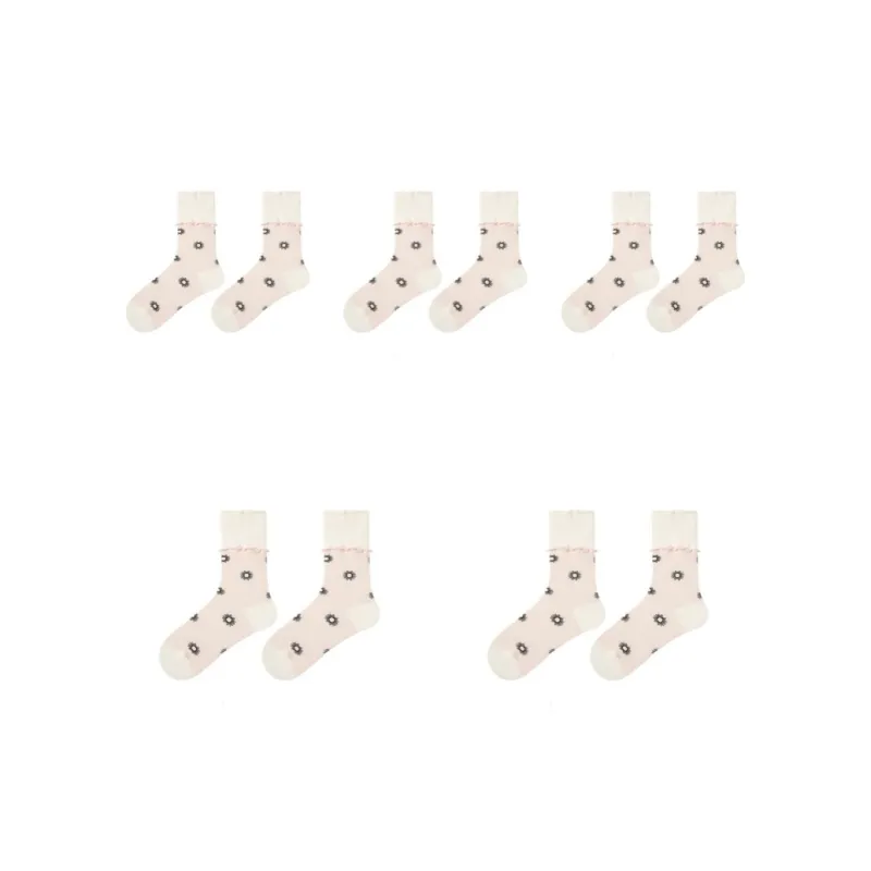 Vine Color Mid Calf Socks Women's 5 Pack-19