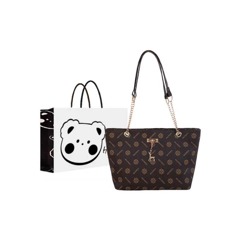 NX DOUGHNUT PU Shoulder Bag Regular Women's White/Dark Brown/Yellow Brown-4