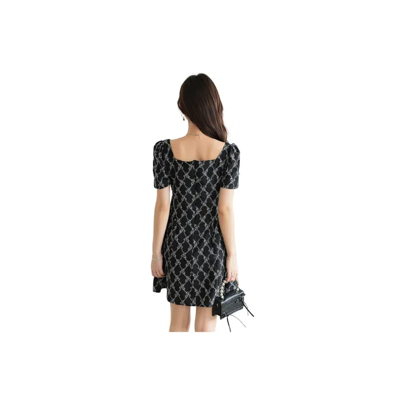 CLUB NEWS Short Sleeved Dress Women's Black-0